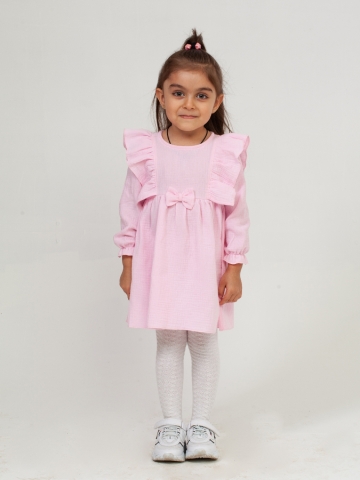 Купить 321-Р. Платье из муслина детское, хлопок 100% розовый, р. 98,104,110,116 в Великих Луках